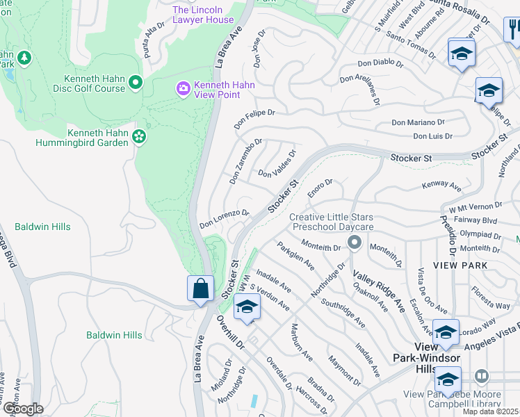 map of restaurants, bars, coffee shops, grocery stores, and more near 4557 Don Tomaso Drive in Los Angeles