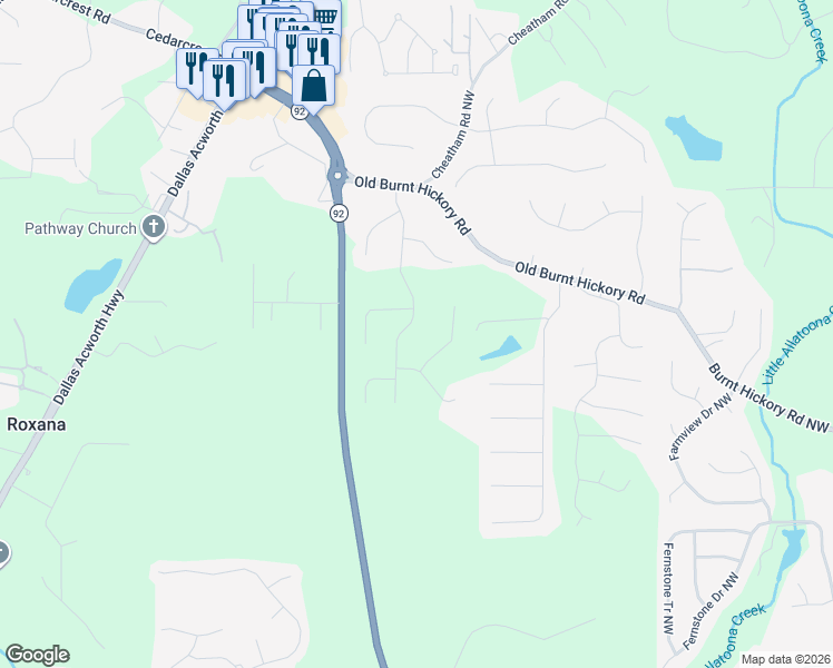 map of restaurants, bars, coffee shops, grocery stores, and more near 331 Summerfield Crossing in Acworth
