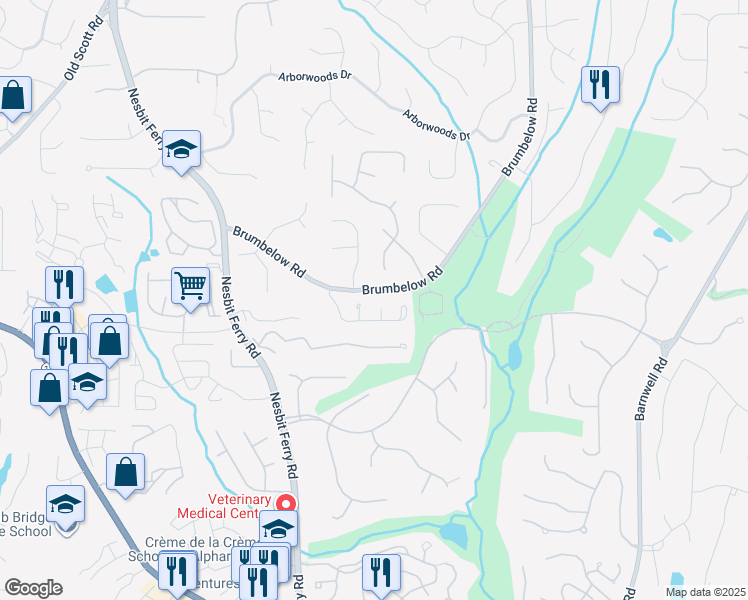 map of restaurants, bars, coffee shops, grocery stores, and more near 230 Ridge Point Ct in Alpharetta