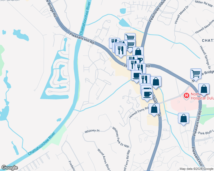map of restaurants, bars, coffee shops, grocery stores, and more near 3850 Saint Elisabeth Square in Duluth