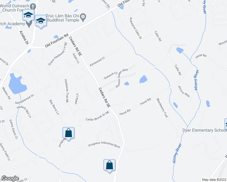 map of restaurants, bars, coffee shops, grocery stores, and more near 1405 Dunton Green Way in Lawrenceville
