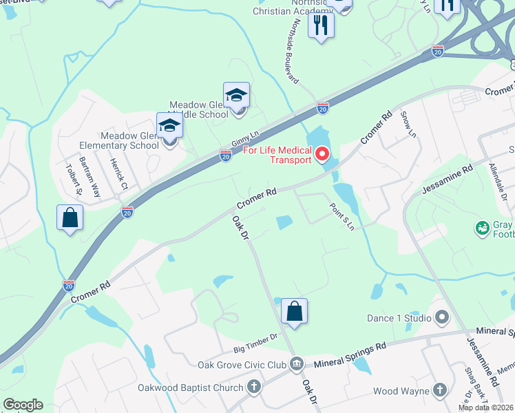 map of restaurants, bars, coffee shops, grocery stores, and more near 107 Crepe Myrtle Circle in Lexington