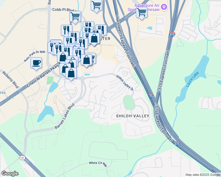 map of restaurants, bars, coffee shops, grocery stores, and more near 2205 Hoskins Court in Kennesaw
