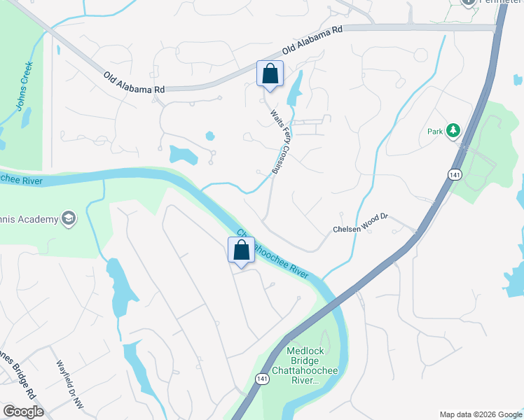 map of restaurants, bars, coffee shops, grocery stores, and more near 9050 Waits Ferry Crossing in Duluth