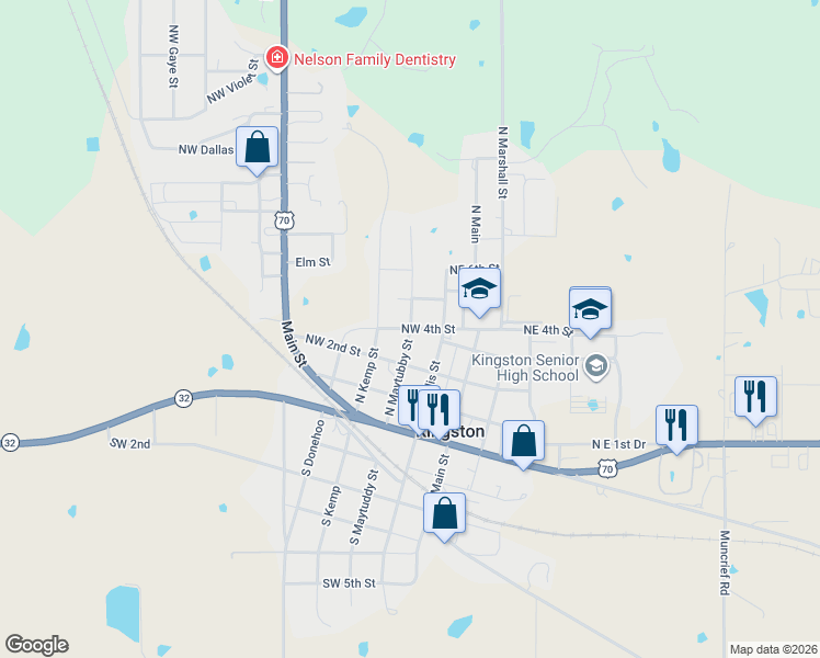 map of restaurants, bars, coffee shops, grocery stores, and more near 401 South Maytuddy Street in Kingston