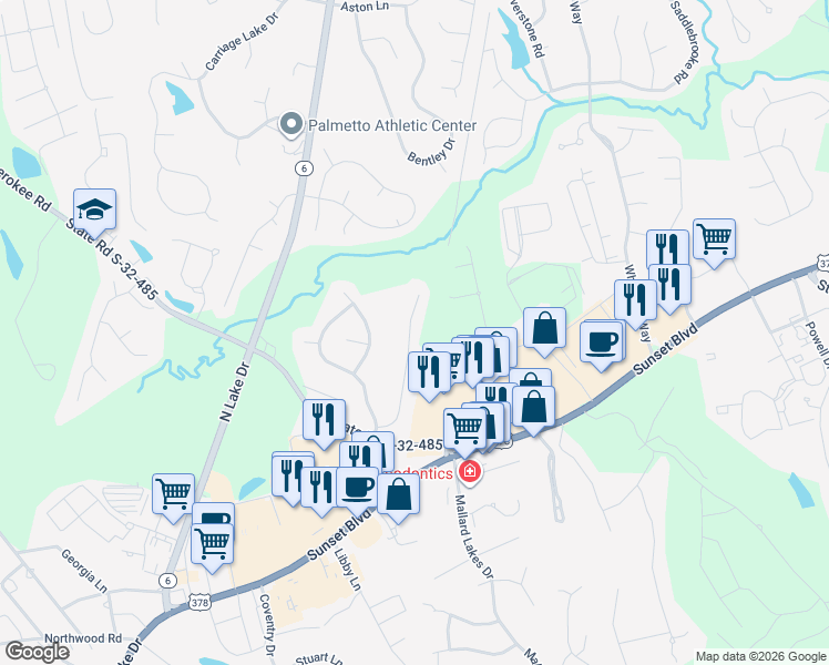 map of restaurants, bars, coffee shops, grocery stores, and more near 202 Hammock Drive in Lexington