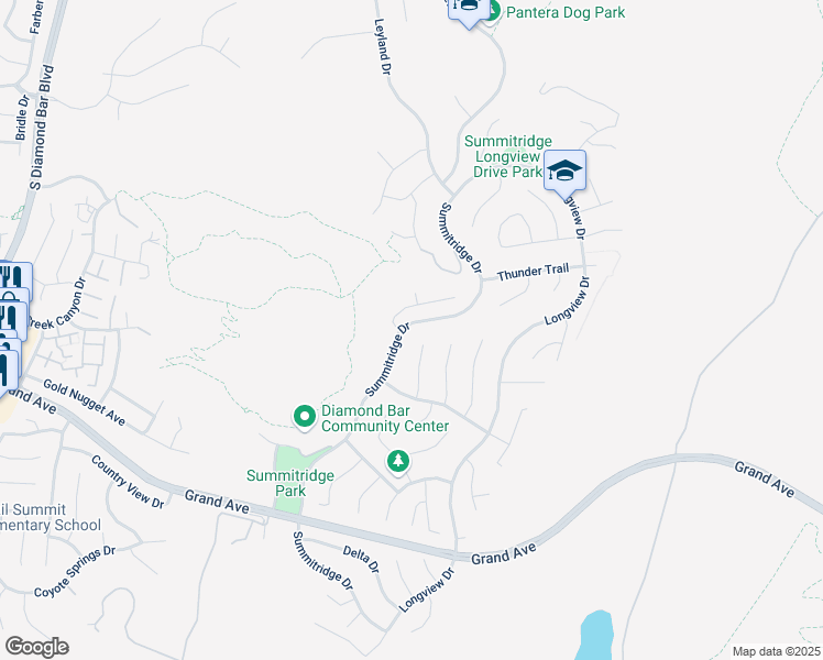 map of restaurants, bars, coffee shops, grocery stores, and more near 1086 Summitridge Drive in Diamond Bar