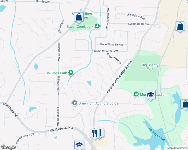map of restaurants, bars, coffee shops, grocery stores, and more near 2118 Chatou Place in Kennesaw