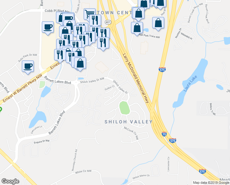 map of restaurants, bars, coffee shops, grocery stores, and more near 2113 Goldwaite Court Northwest in Kennesaw