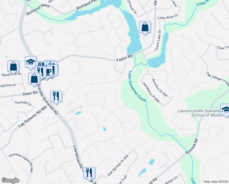 map of restaurants, bars, coffee shops, grocery stores, and more near 1960 Clinton Place in Lawrenceville