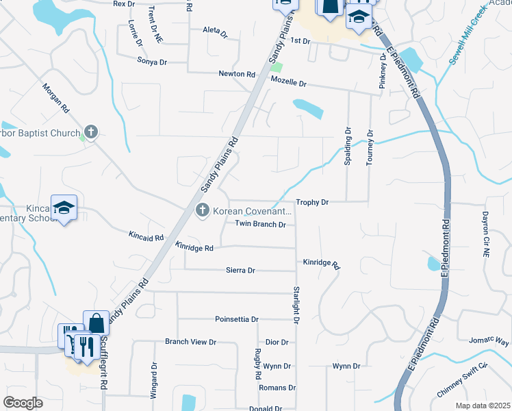 map of restaurants, bars, coffee shops, grocery stores, and more near 1810 Trophy Drive in Marietta