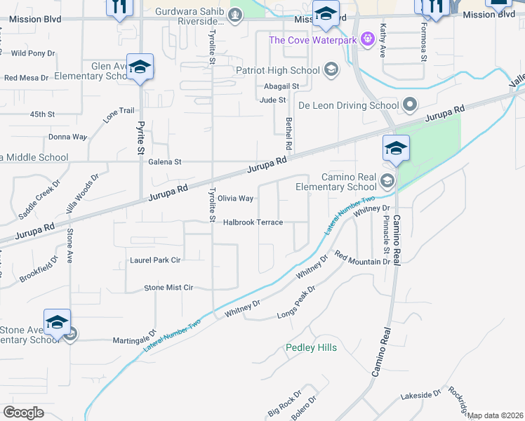 map of restaurants, bars, coffee shops, grocery stores, and more near 4740 Brookhill Terrace in Riverside