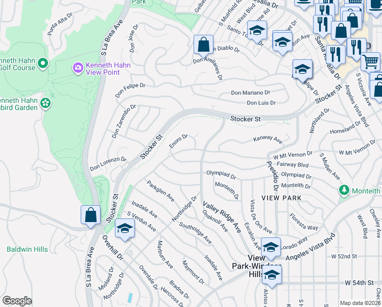map of restaurants, bars, coffee shops, grocery stores, and more near 4202 West Mount Vernon Drive in Los Angeles
