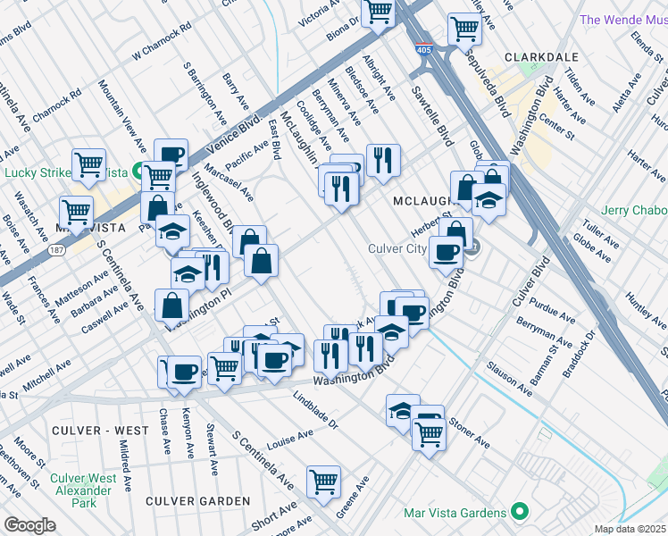 map of restaurants, bars, coffee shops, grocery stores, and more near 4069 East Boulevard in Los Angeles