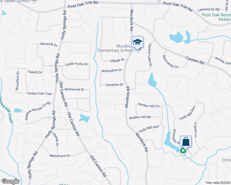 map of restaurants, bars, coffee shops, grocery stores, and more near 2987 Sutton Glen in Marietta