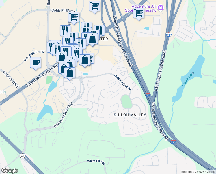 map of restaurants, bars, coffee shops, grocery stores, and more near 2205 Hoskins Court in Kennesaw