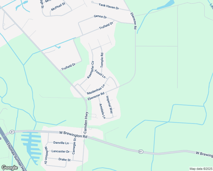 map of restaurants, bars, coffee shops, grocery stores, and more near 2580 Maidenhair Lane in Sumter