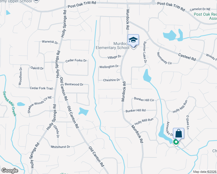 map of restaurants, bars, coffee shops, grocery stores, and more near 2979 Sutton Glen in Marietta