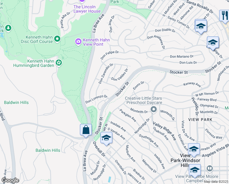 map of restaurants, bars, coffee shops, grocery stores, and more near 4557 Don Tomaso Drive in Los Angeles