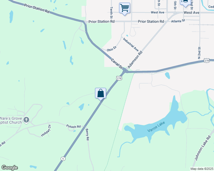 map of restaurants, bars, coffee shops, grocery stores, and more near 0 Old Potash Road in Cedartown