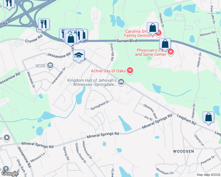 map of restaurants, bars, coffee shops, grocery stores, and more near 108 Northview Road in West Columbia
