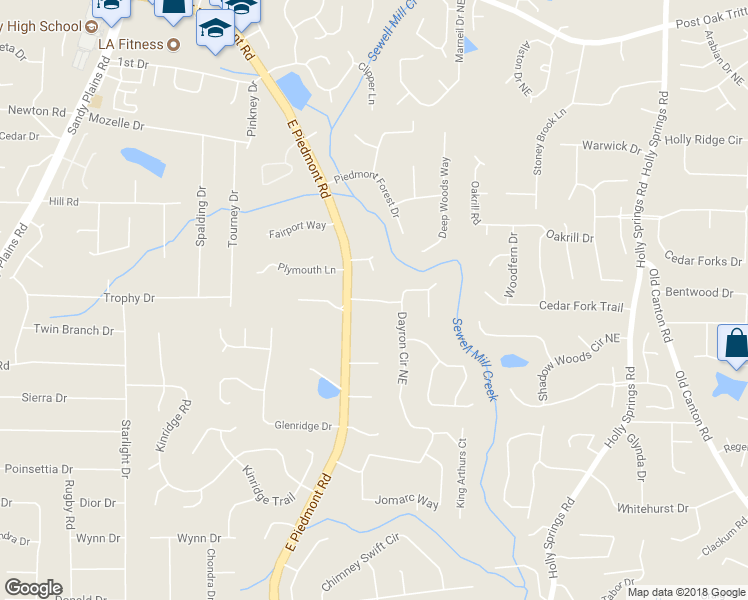 map of restaurants, bars, coffee shops, grocery stores, and more near 2272 Scotts Parkway in Marietta