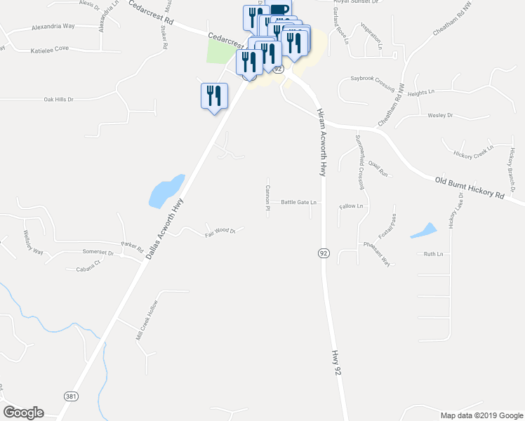 map of restaurants, bars, coffee shops, grocery stores, and more near 39 Cannon Place in Dallas