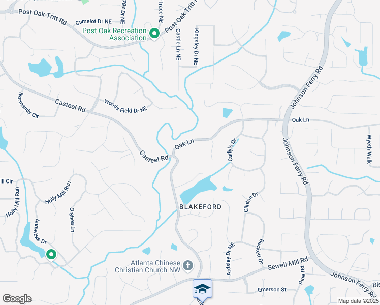 map of restaurants, bars, coffee shops, grocery stores, and more near 3650 Oak Lane in Marietta