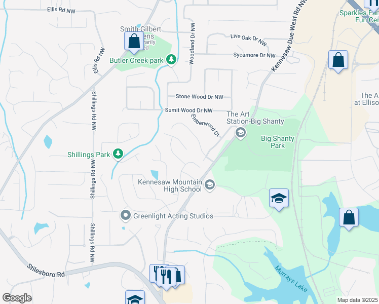 map of restaurants, bars, coffee shops, grocery stores, and more near 2601 Dreux Court in Kennesaw