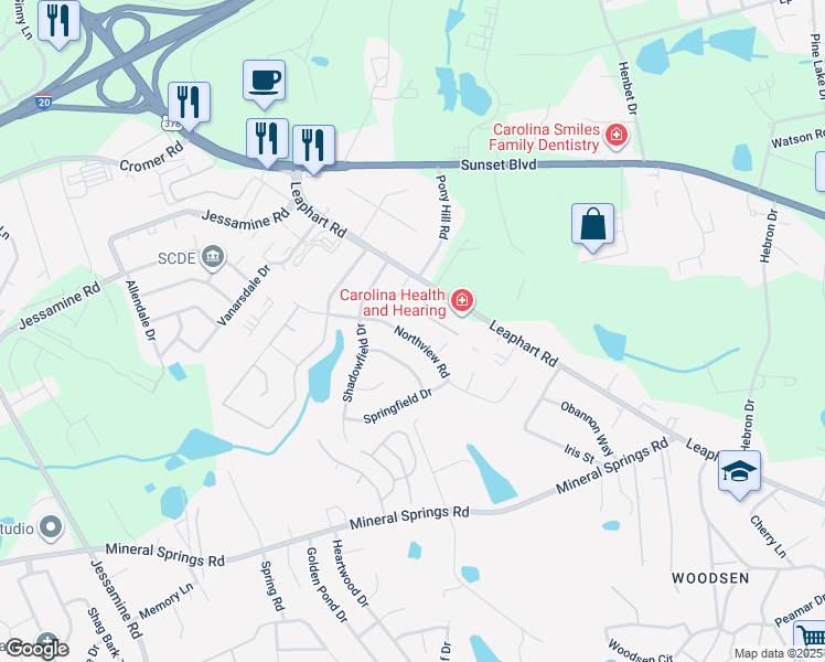 map of restaurants, bars, coffee shops, grocery stores, and more near 116 Northview Road in West Columbia