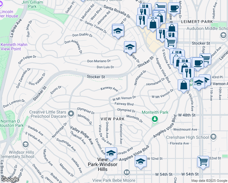map of restaurants, bars, coffee shops, grocery stores, and more near 3930 Kenway Avenue in Los Angeles