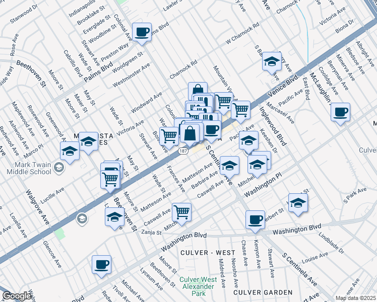 map of restaurants, bars, coffee shops, grocery stores, and more near 3790 Wasatch Avenue in Los Angeles