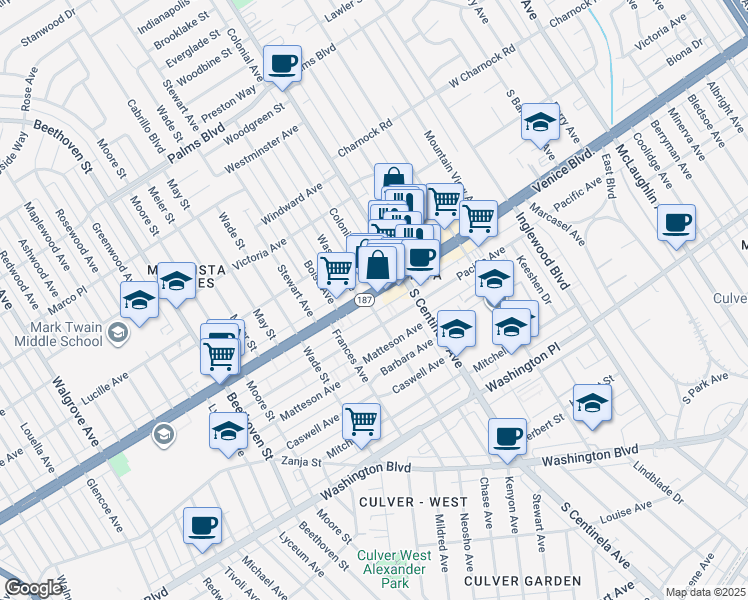 map of restaurants, bars, coffee shops, grocery stores, and more near 3790 Wasatch Avenue in Los Angeles