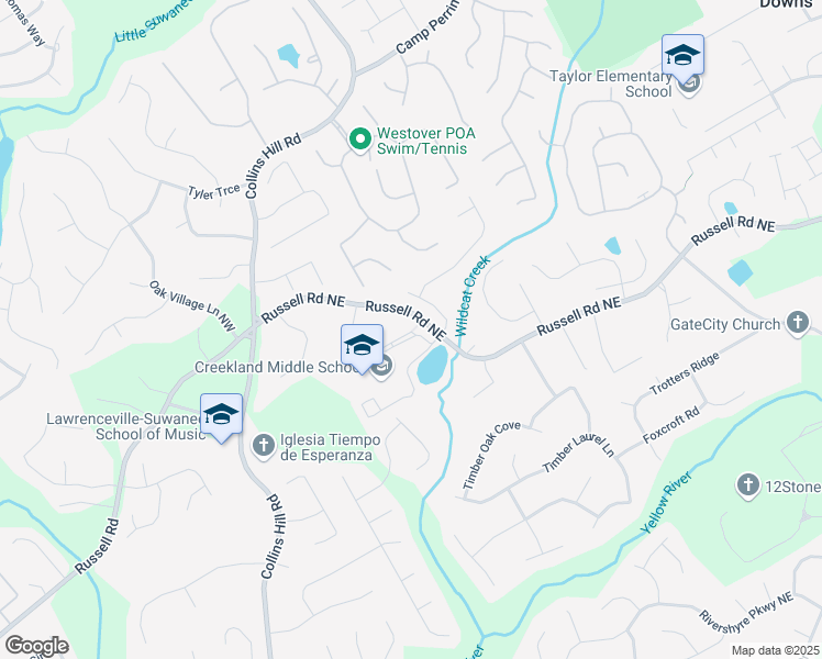 map of restaurants, bars, coffee shops, grocery stores, and more near 1882 Copelyn Reese Court in Lawrenceville