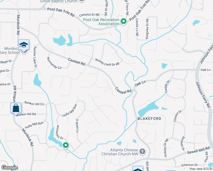 map of restaurants, bars, coffee shops, grocery stores, and more near 2161 Mark Hall Court Northeast in Marietta