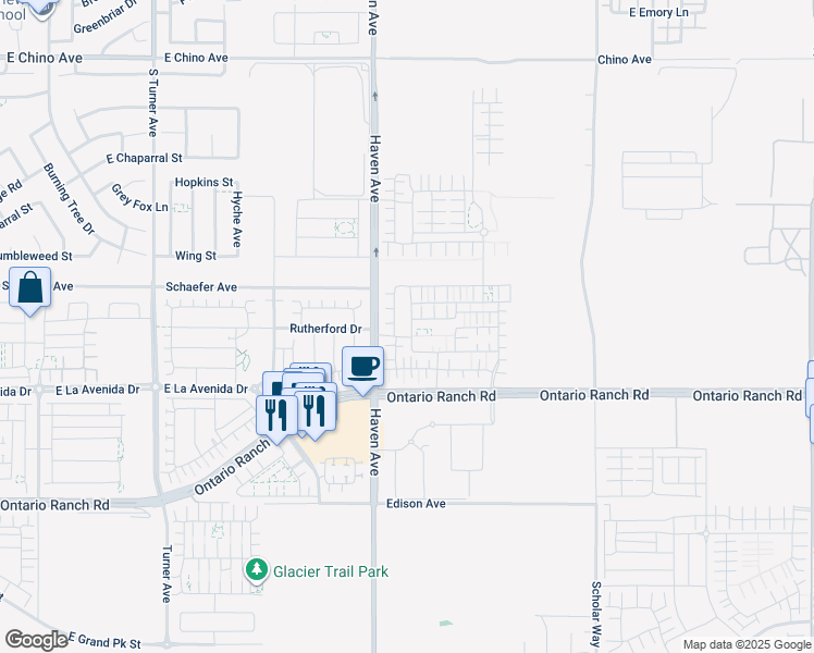 map of restaurants, bars, coffee shops, grocery stores, and more near in Ontario