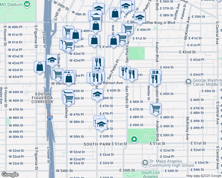 map of restaurants, bars, coffee shops, grocery stores, and more near 4411 Wall Street in Los Angeles