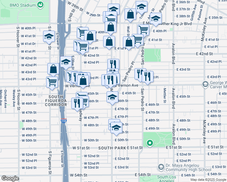map of restaurants, bars, coffee shops, grocery stores, and more near 4420 Main Street in Los Angeles
