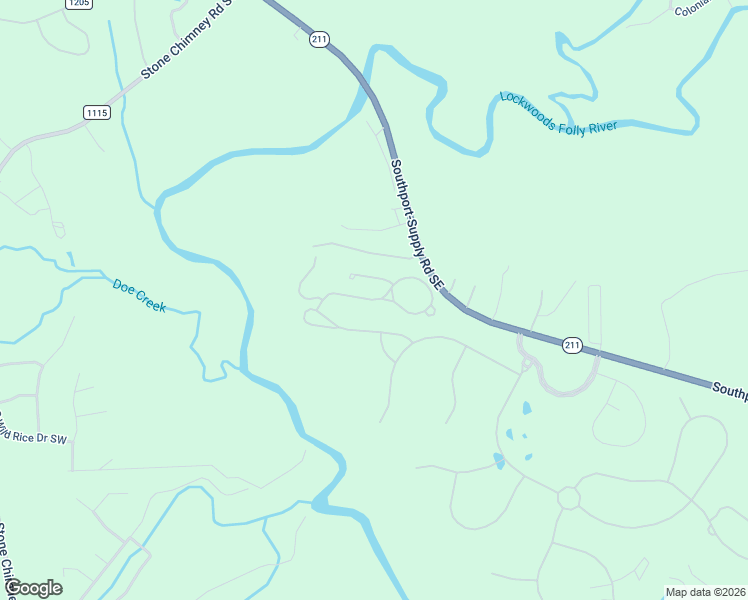 map of restaurants, bars, coffee shops, grocery stores, and more near Hollybriar Loop Road Southeast in Brunswick County