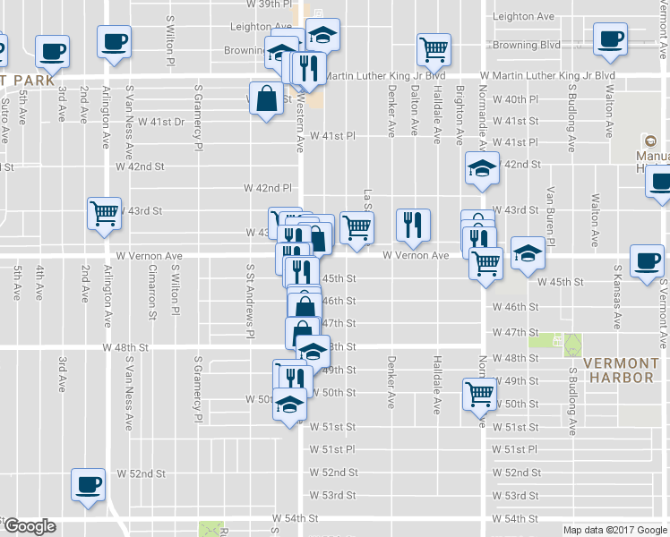 map of restaurants, bars, coffee shops, grocery stores, and more near in Los Angeles