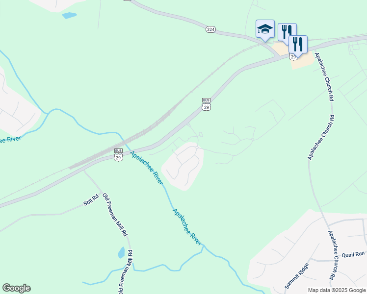 map of restaurants, bars, coffee shops, grocery stores, and more near 110 Auburn Crossing Way in Auburn
