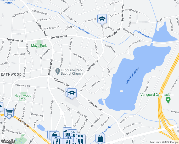 map of restaurants, bars, coffee shops, grocery stores, and more near 1410 Brennen Road in Columbia