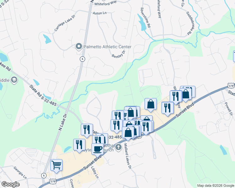 map of restaurants, bars, coffee shops, grocery stores, and more near 220 Hammock Drive in Lexington
