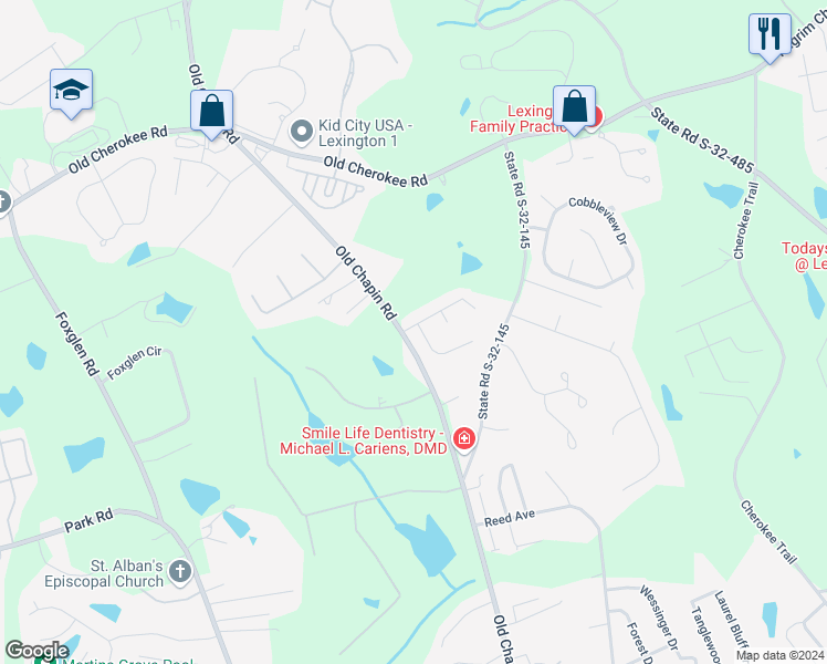 map of restaurants, bars, coffee shops, grocery stores, and more near 204 Rising Star Court in Lexington
