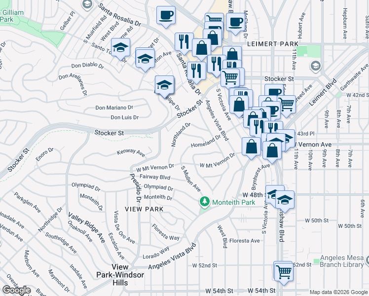 map of restaurants, bars, coffee shops, grocery stores, and more near 3703 Homeland Drive in Los Angeles