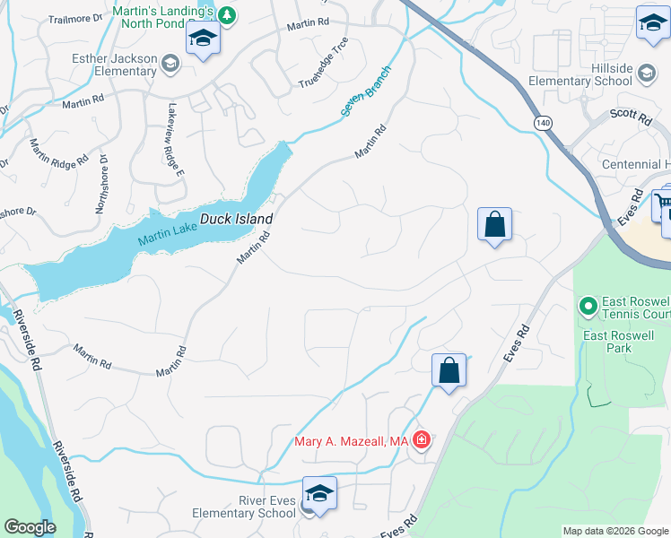 map of restaurants, bars, coffee shops, grocery stores, and more near 1720 Branch Valley Drive in Roswell
