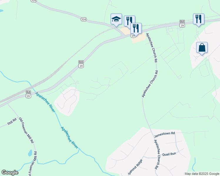 map of restaurants, bars, coffee shops, grocery stores, and more near 485 Auburn Crossing Drive in Auburn