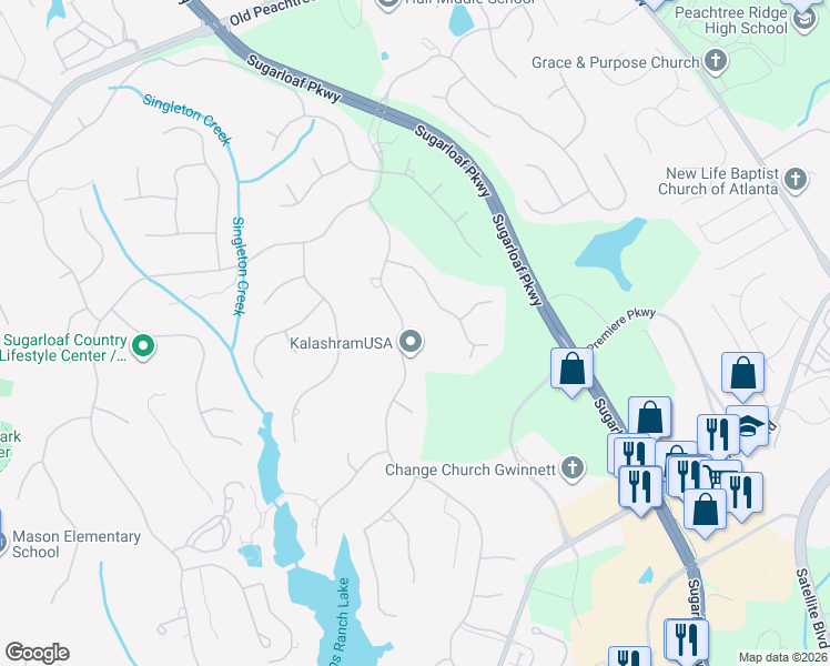 map of restaurants, bars, coffee shops, grocery stores, and more near 2688 Bonar Hall Path in Duluth