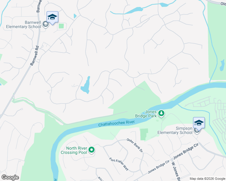 map of restaurants, bars, coffee shops, grocery stores, and more near 4050 Deverell Street in Alpharetta
