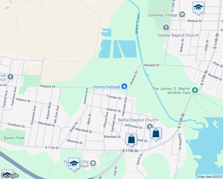 map of restaurants, bars, coffee shops, grocery stores, and more near 1301 Pierce Avenue in Gadsden